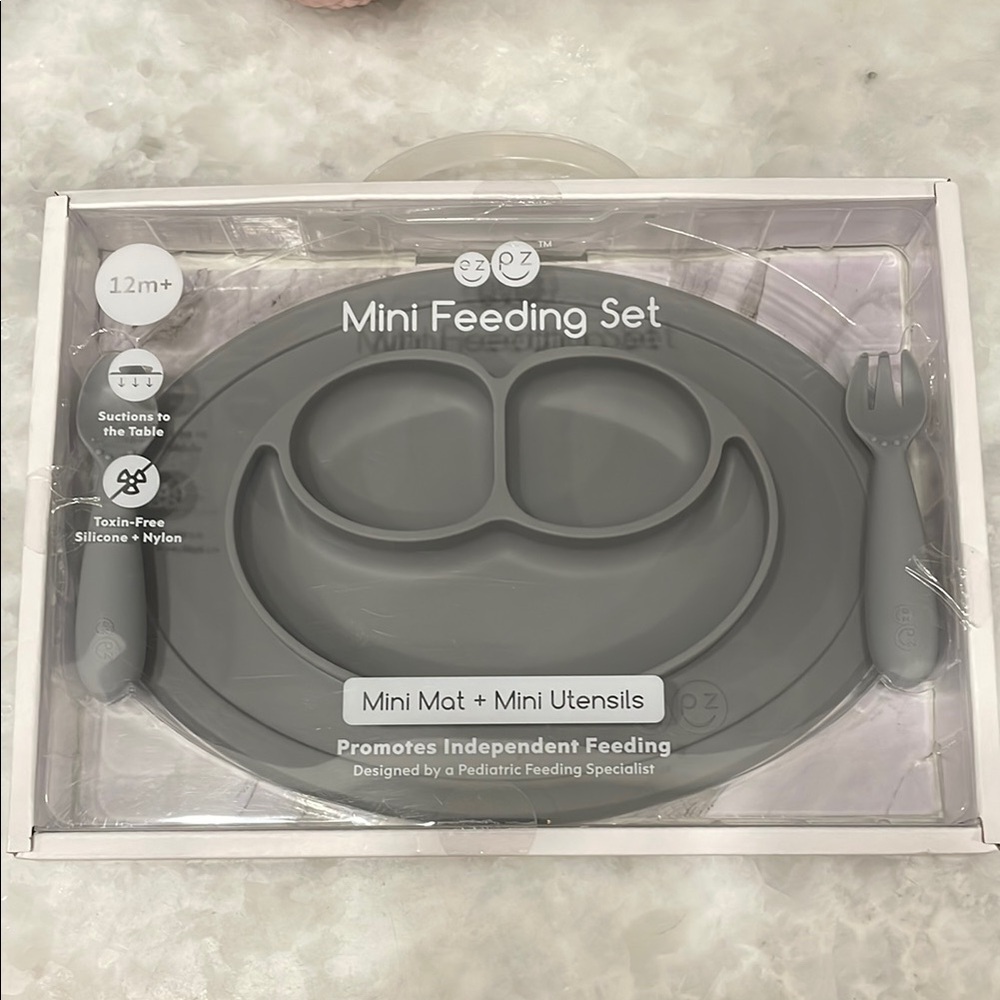 Gray Mini Feeding Set with Utensils